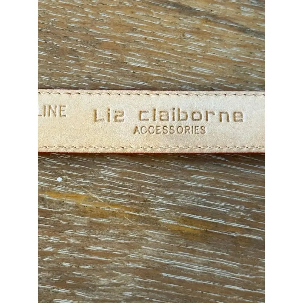 Vintage LIZ CLAIBORNE Logo buckle Red Analine Leather Belt Women size S